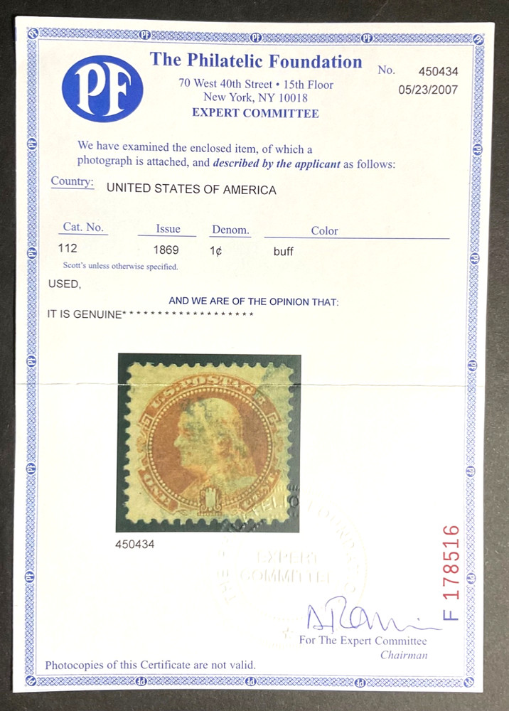 #112 Used with PF Cert # 450434