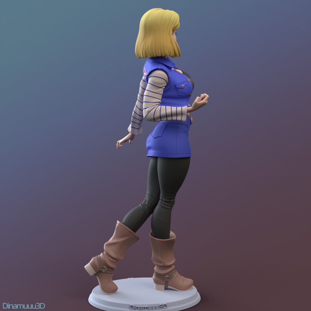 Android 18 3D SOLID RESIN Statue Model Part Kit-Space Gray-Unpainted