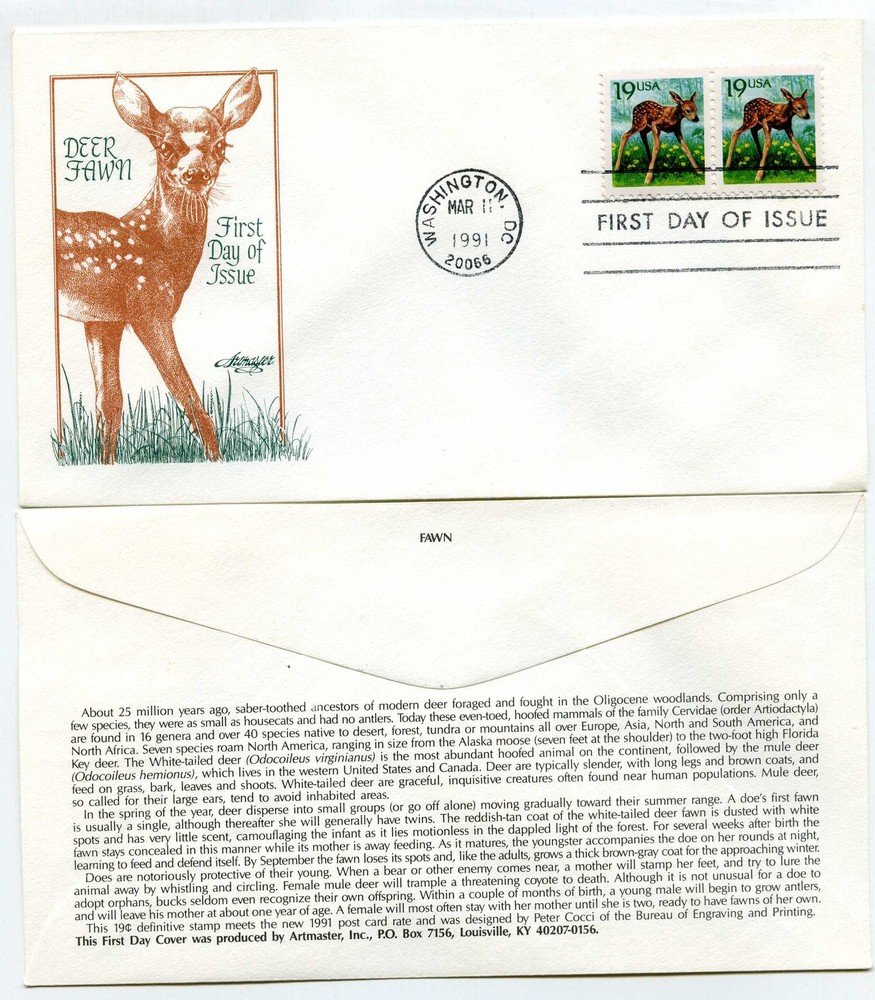 2479 19c Fawn , Artmaster FDC