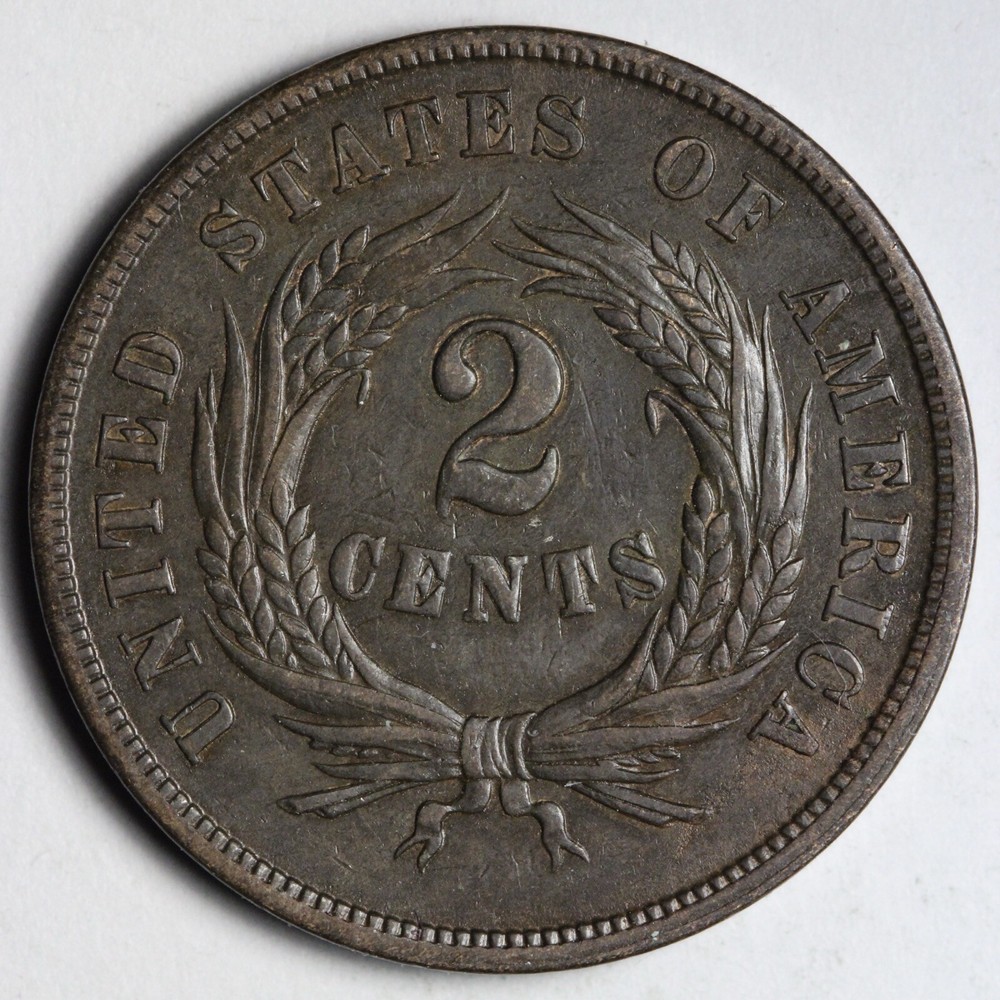 1865 Two 2 Cent Piece AU++/UNC E753 TALK