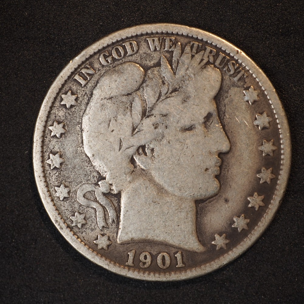 1901 **P** BARBER SILVER HALF DOLLAR ***NICE COIN!***  FREE SHIPPING! C1909