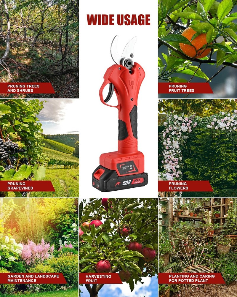 Electric Pruning Shears, 30mm 1.2" Cutting Diameter Cordless Power Pruner for...