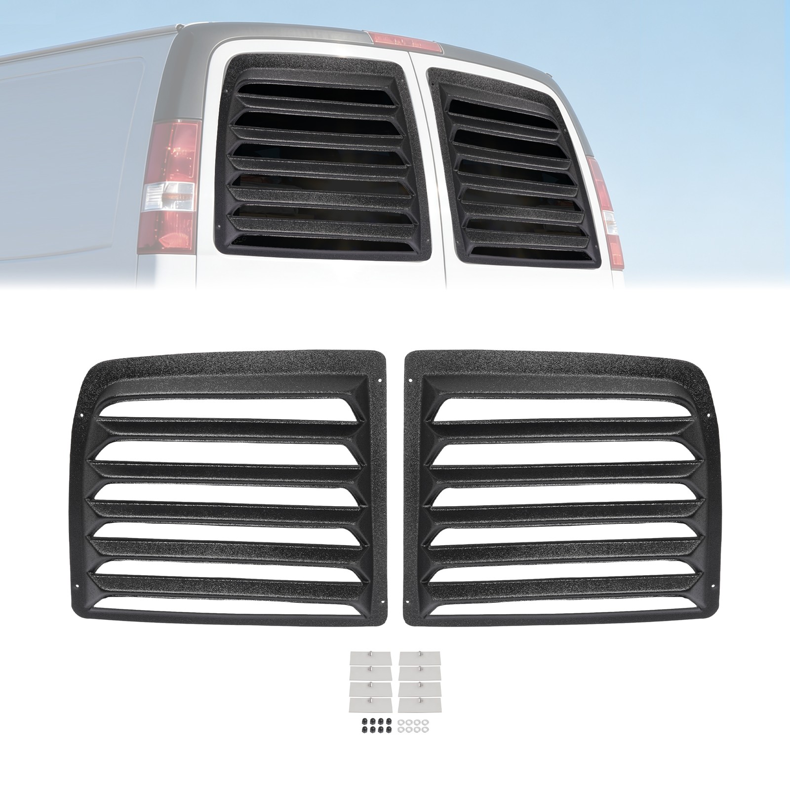 Rear Window Louver Sun Shade For 97-17 Chevy Express GMC Savana 1500 2500 Pair