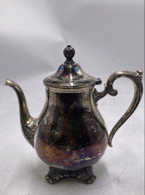 Vintage Silver Plated Collectible Small Teapot With Lid And Handle