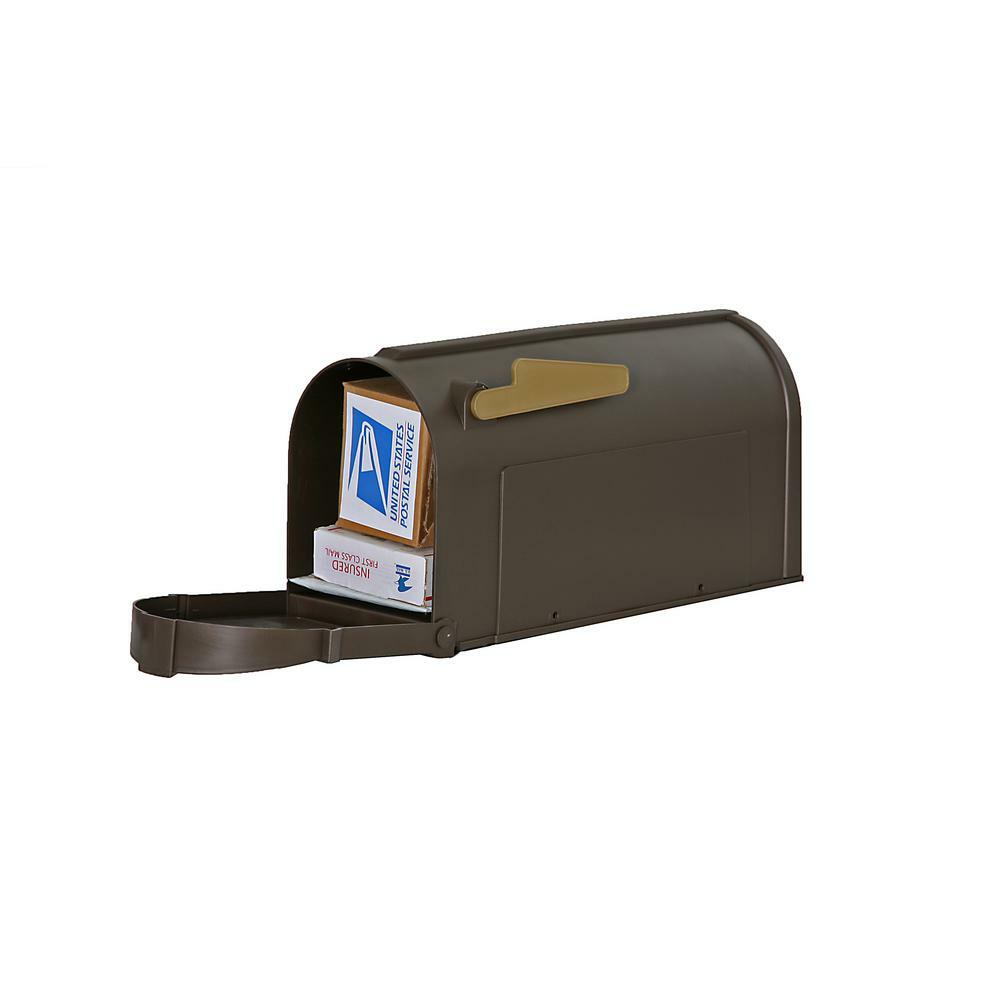 Decorative Mailbox Post-Mount Hampton Bronze Polypropylene Gold Lettering Flag