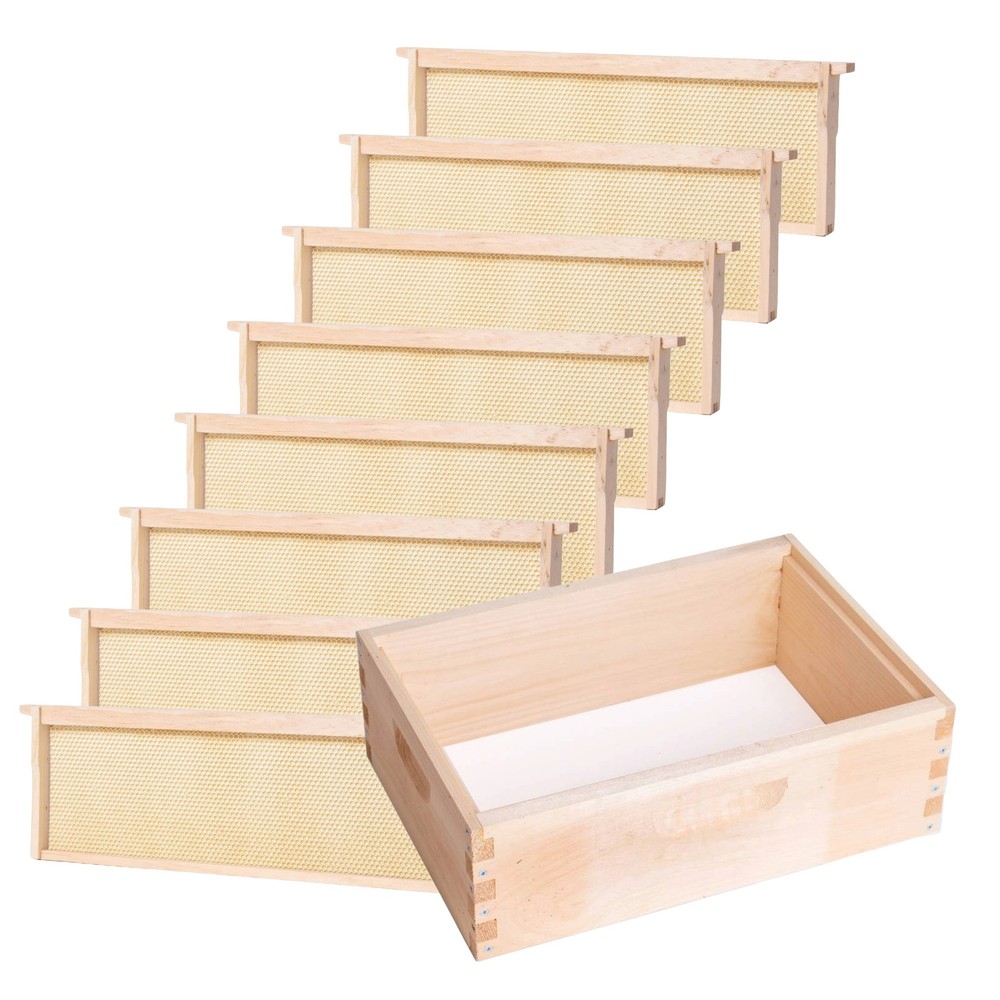 8 Frame Medium Assembled Beekeeping Box, Plastic Foundation Frames, Amish Made