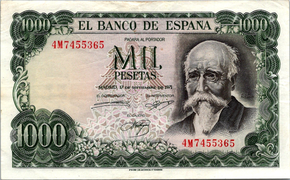Spain 1,000 Pesetas 1971 Pick# 154 UNC