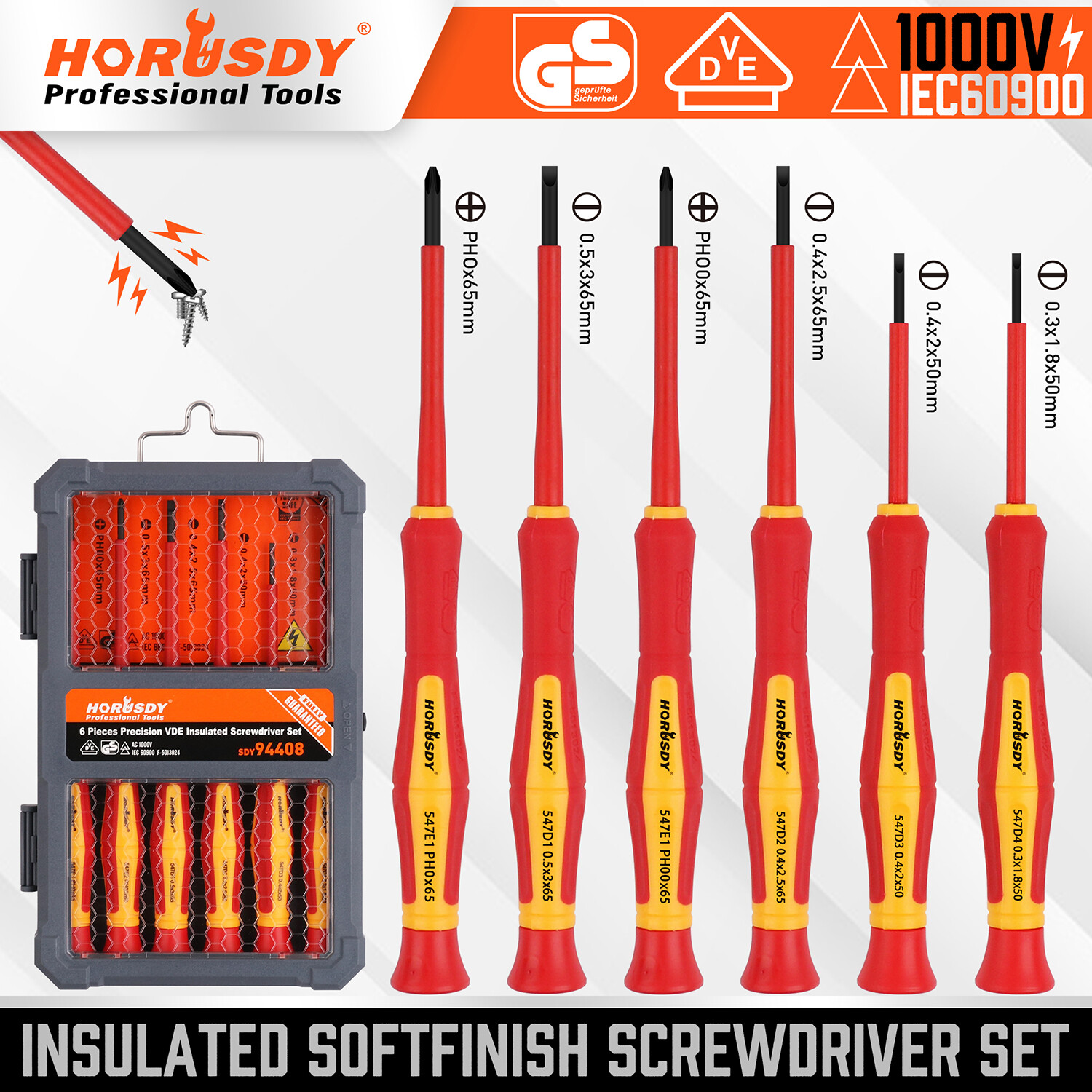 1000V 6 Mini Insulated Screwdriver Set Magnetic Tip Electrician Slotted Phillips
