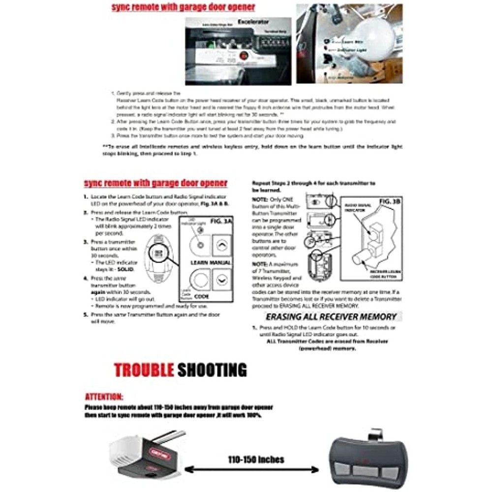 2 Pack For Genie GITR-3 OCDTR-3 Intellicode Remote Door Garage Replacement