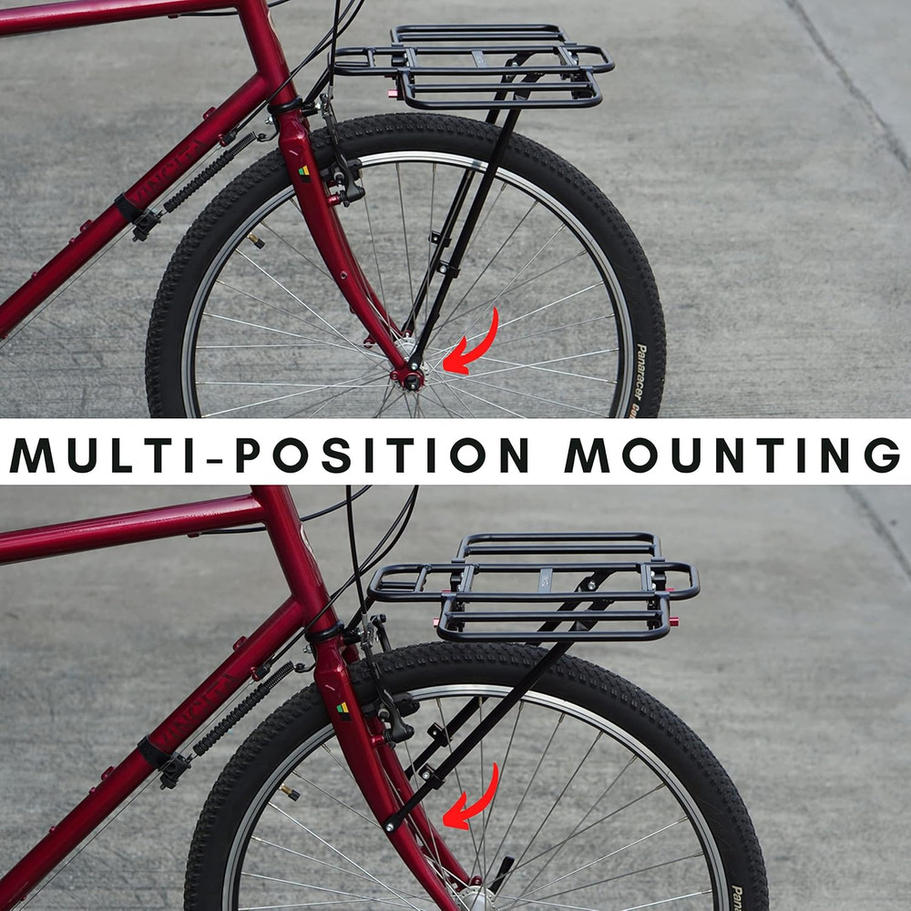 Expandable Bike Front Rack – Wide Pizza Rack Flatbed Platform with Foldable Wing