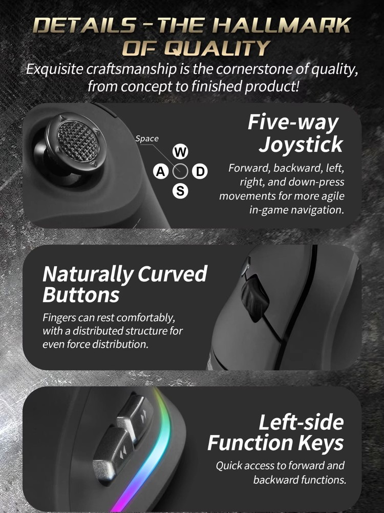 F18 Vertical RGB Silent Wireless Gaming Mouse