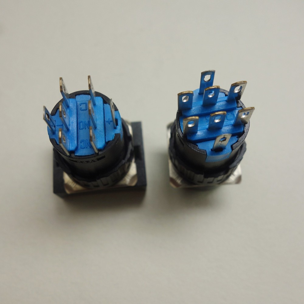 2PCS 16MM Retangular White LED ILLUMINATED Momentary PUSH BUTTON 2NO/2NC 2POLES