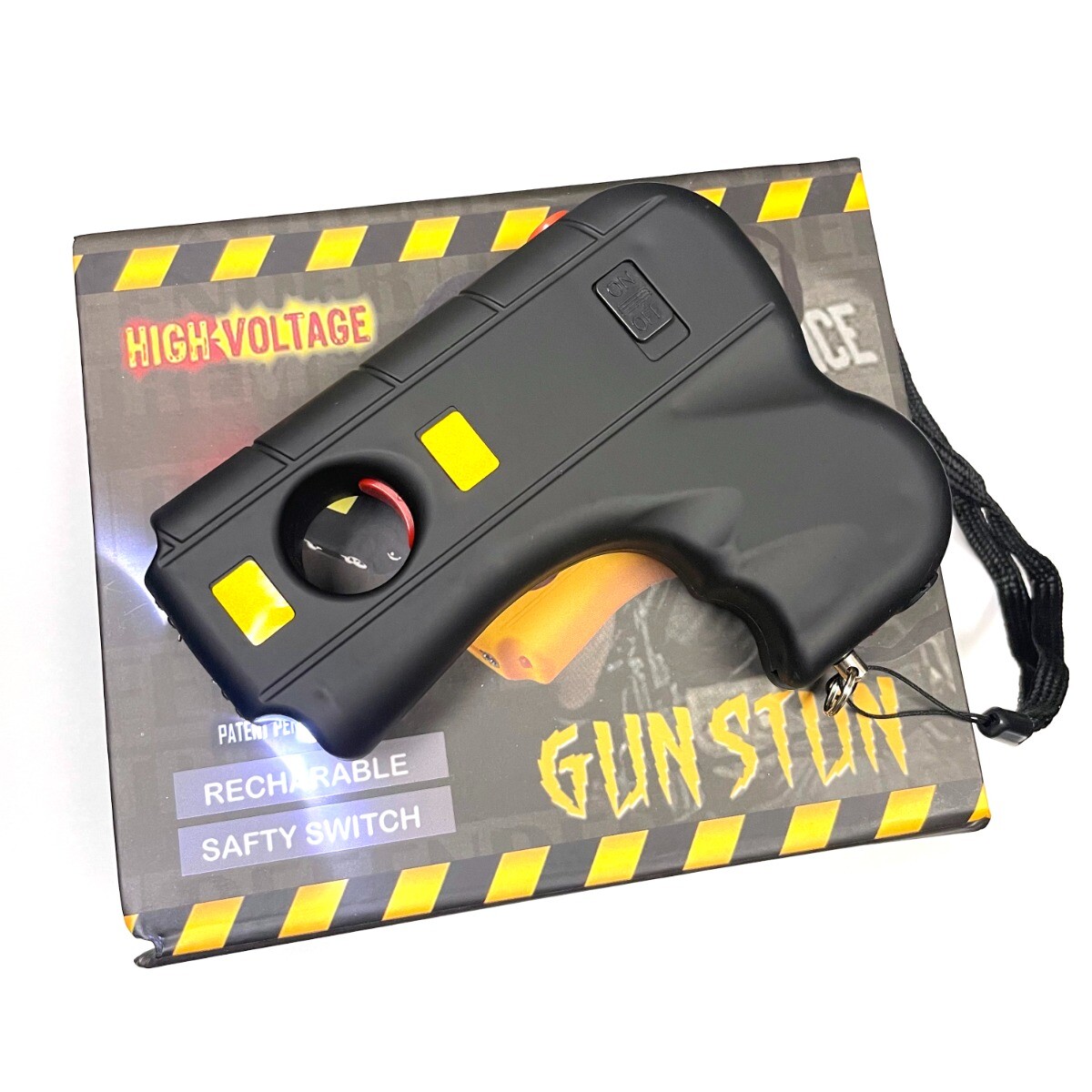 DEFENDER 10MV Rechargeable Pistol Grip STUN GUN Flashlight +  Pepper Spray