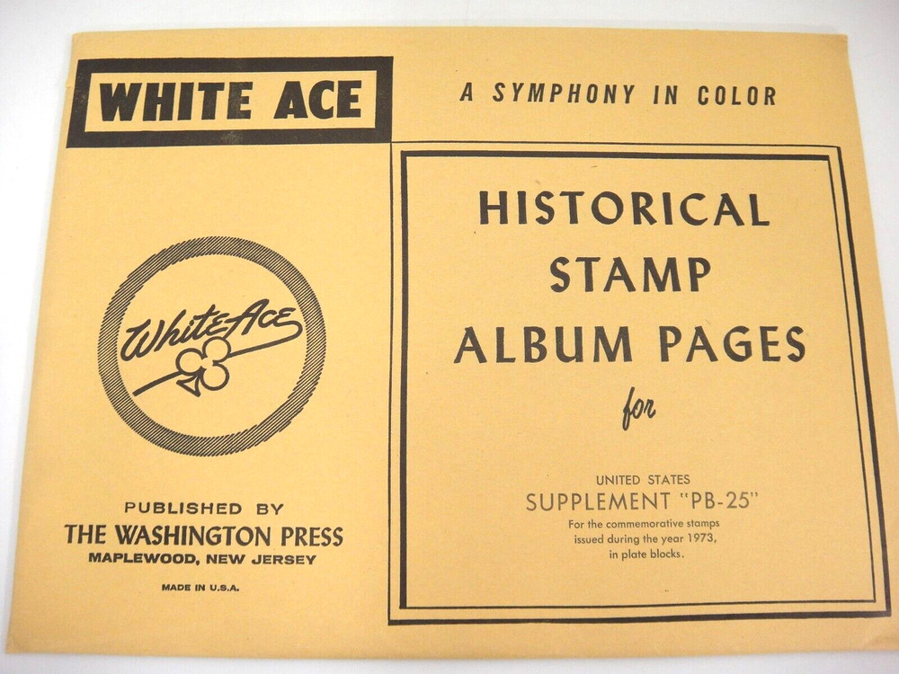 White Ace 1973 U.S. Commemorative Plate Blocks Supplement PB-25 NOS