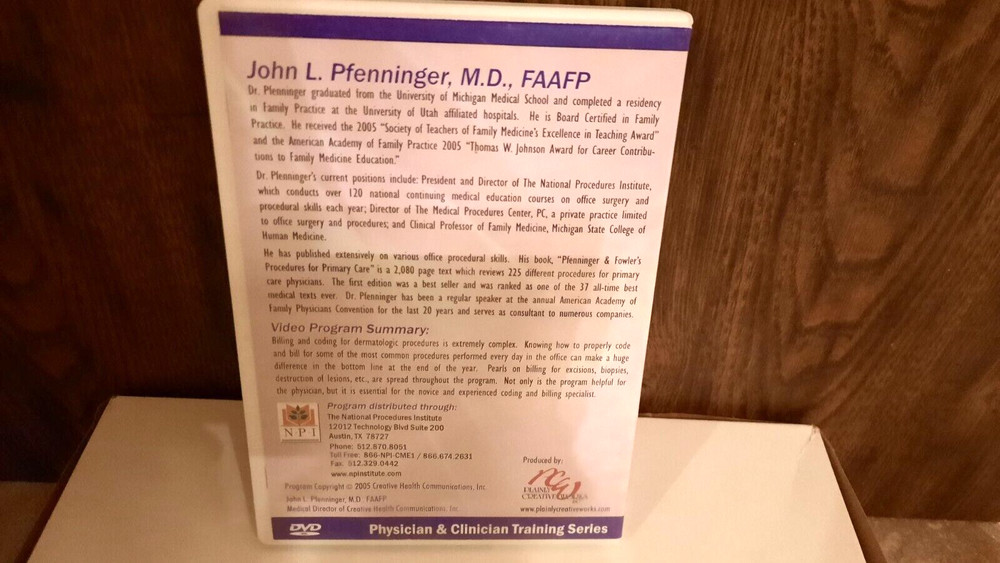 Billing/Coding for Dermatologic Procedures: Guide, Presentation, Education, DVD