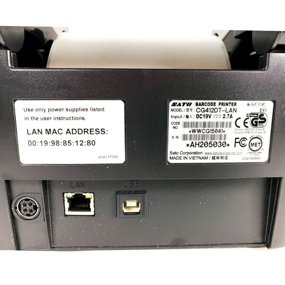 SATO CG412DT Cheap Direct Thermal Barcode Label Printer USB LAN with Cables