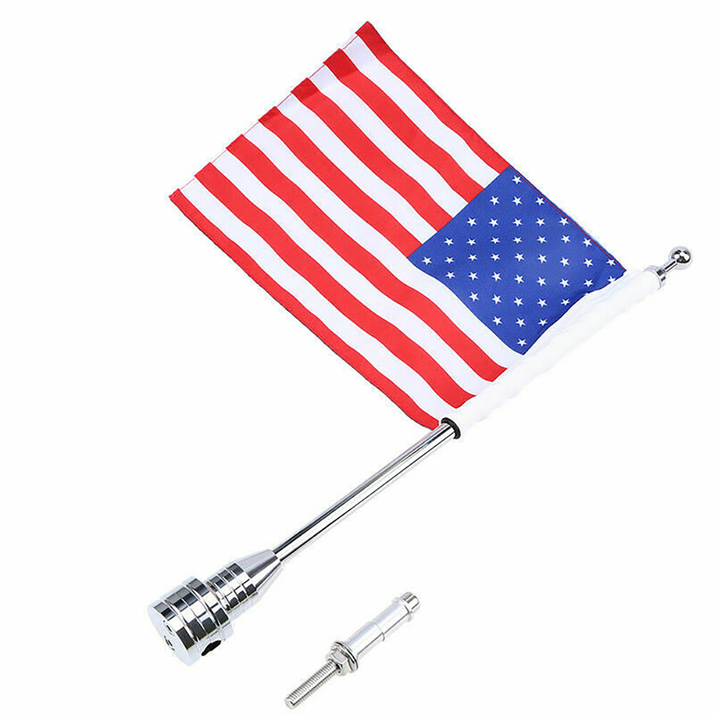 Chrome Motorcycle American USA Flag pole Luggage Rack Mount For Harley Touring