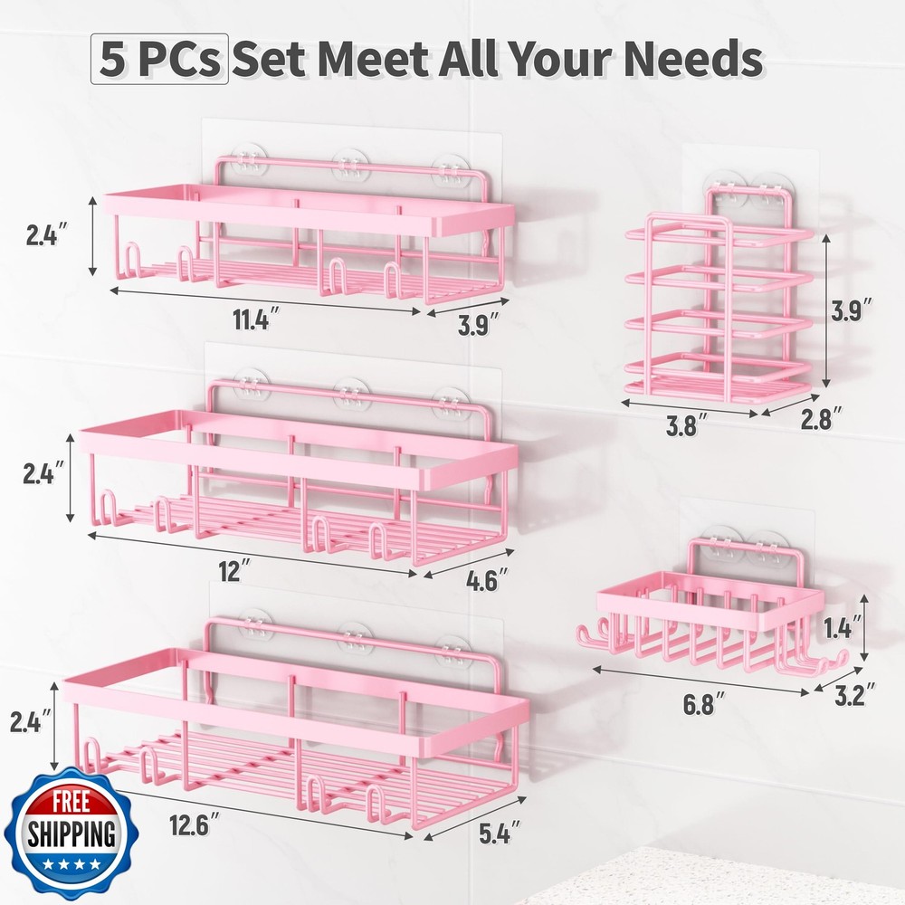 Liuoud 5 Pack Shower Caddy Organizer Rack Shelf for Inside Shower
