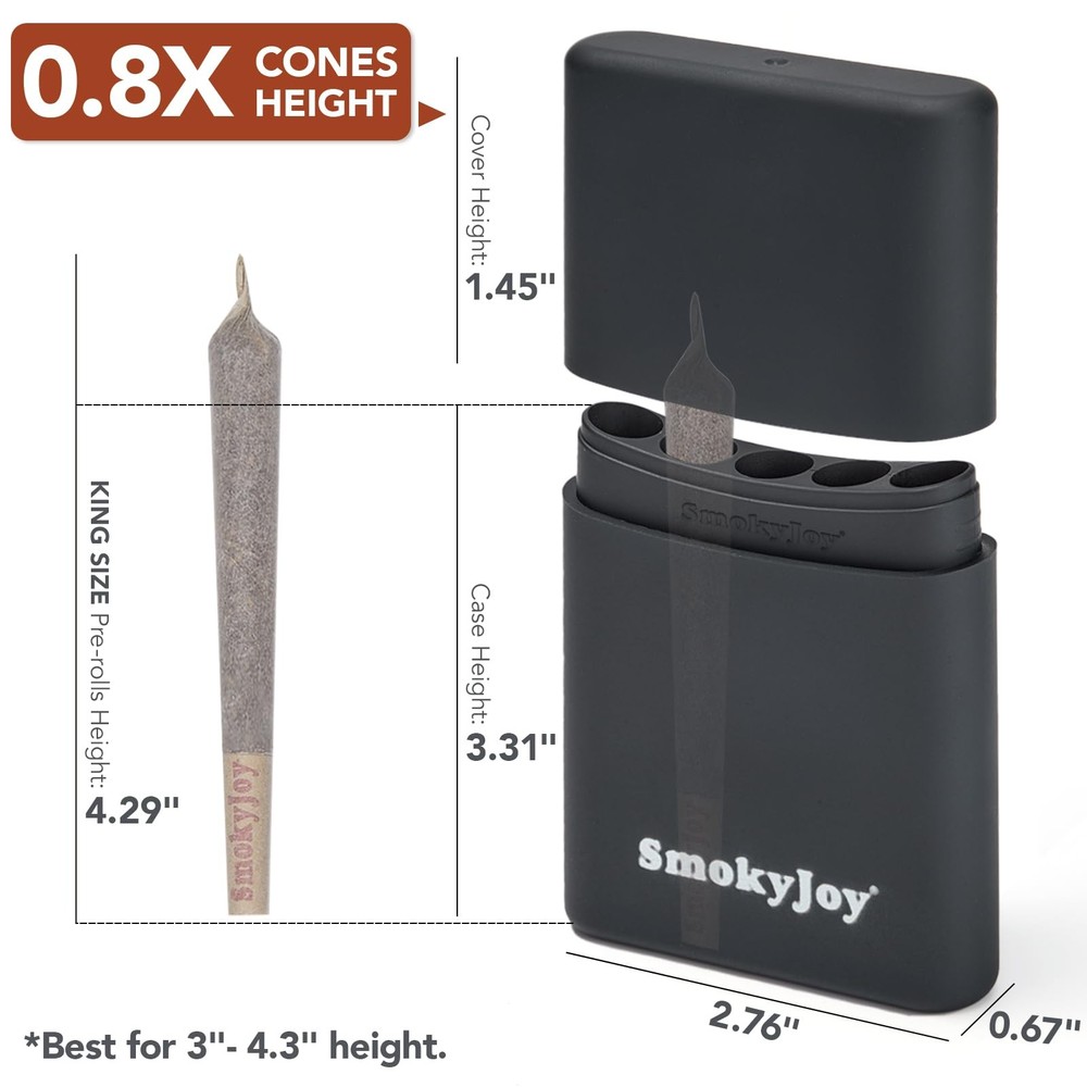 Smell Proof Cigarette Holder Case, 5 Hole Single Pre Roll black