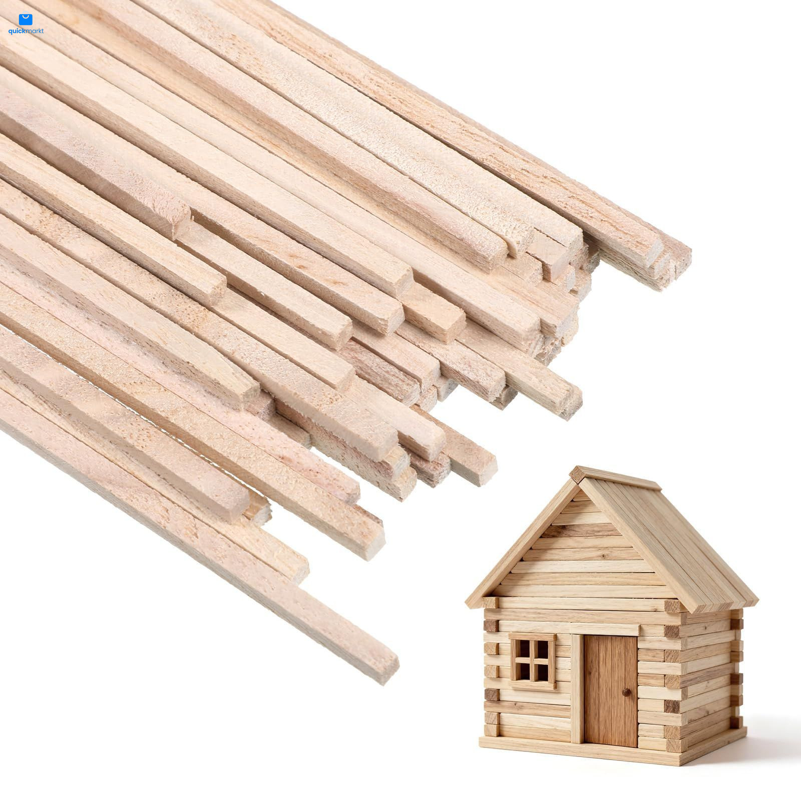 1/8" x 12" 50PCS Square Wooden Dowel Rods Small Wood brown