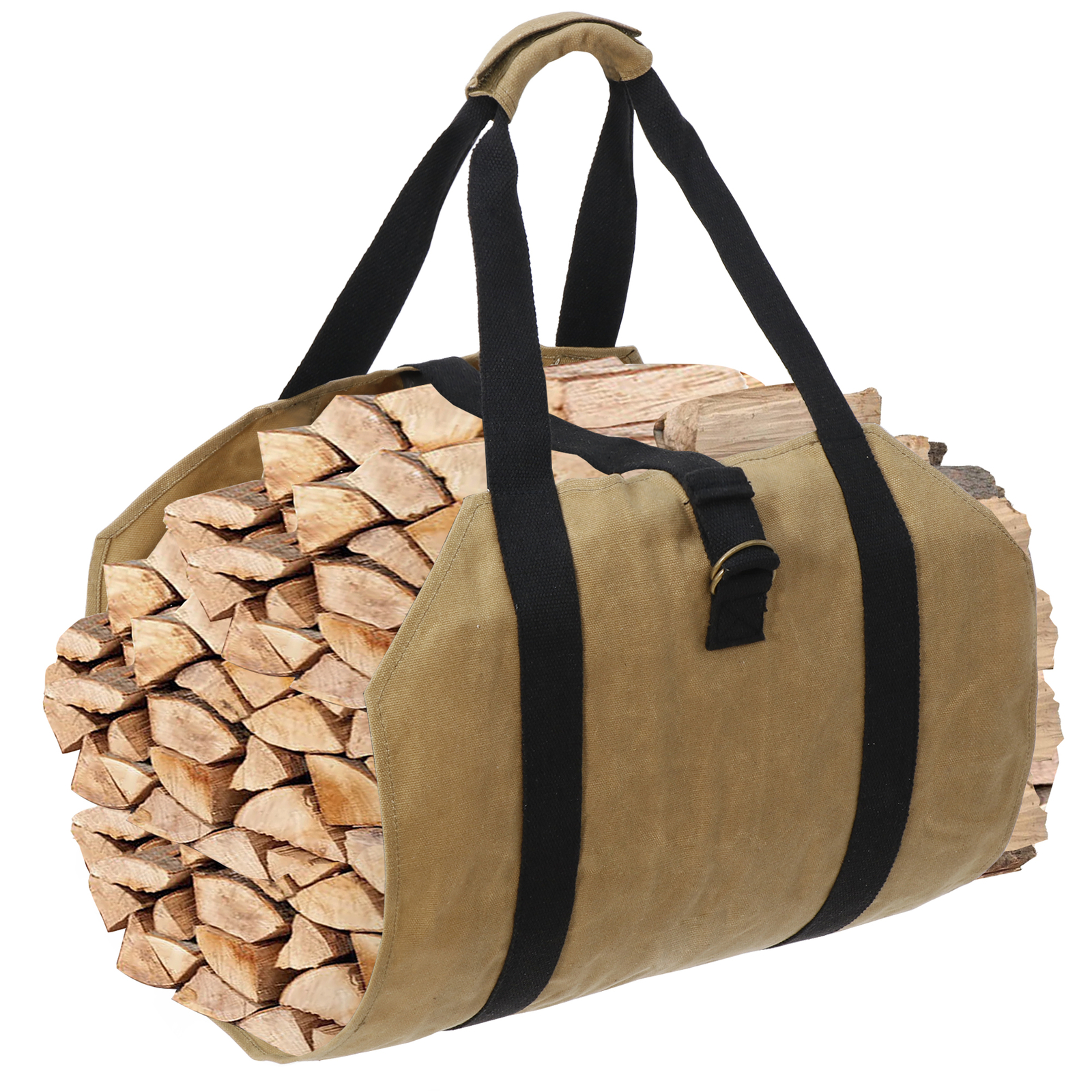 Firewood Log Carrier Bag Waxed Canvas Outdoor Log Tote Bags Camping with Strap