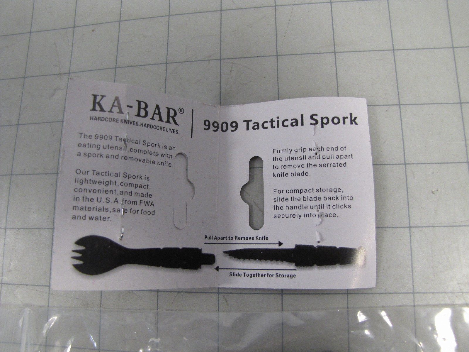 Ka Bar 9909 Tactical Spork w/ Removeable Knife NEW