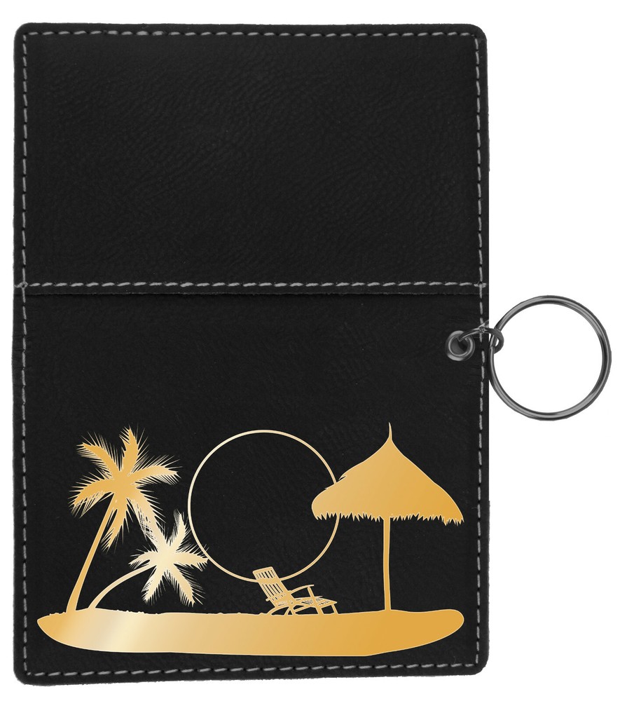 Paradise Beach Laser Engraved Leatherette Keychain Wallet