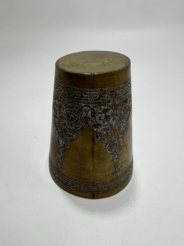 Vtg Handcrafted Solid Brass Traditional Lassi Drinking Cup India Pakistan Boho