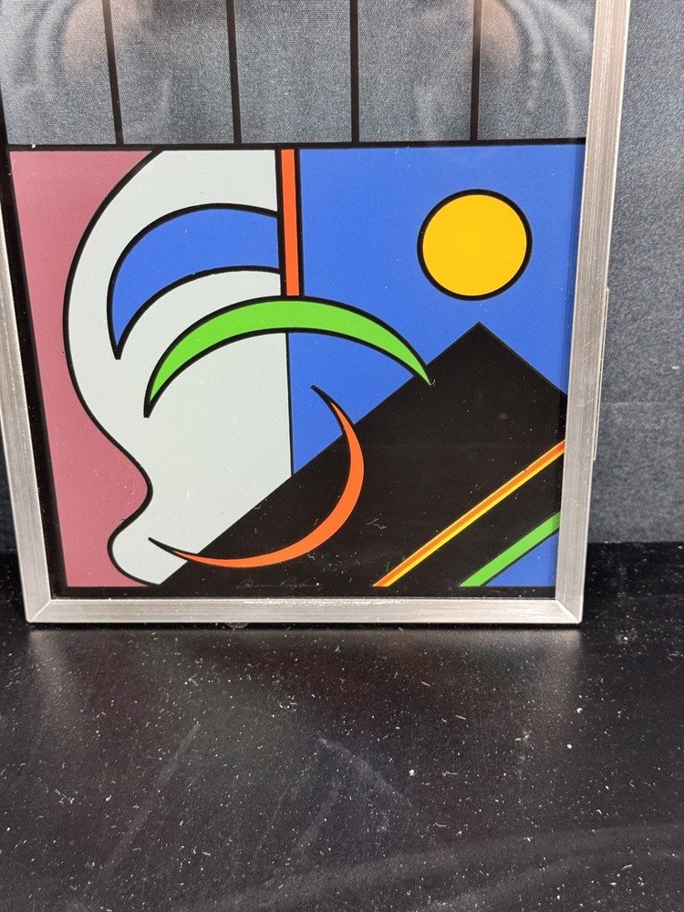 Suncatcher Glass Panel Frank Lloyd Wright Inspired Reverse Flush Applied Signed