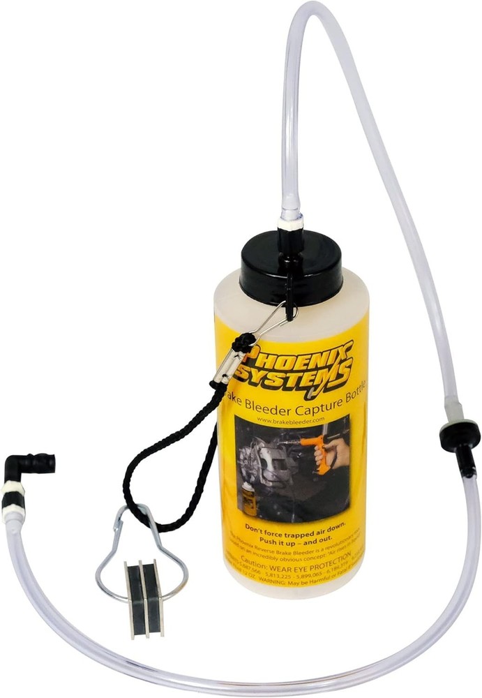 Phoenix Systems 7002-B One-Man Brake Bleeder Capture Bottle with Quick...