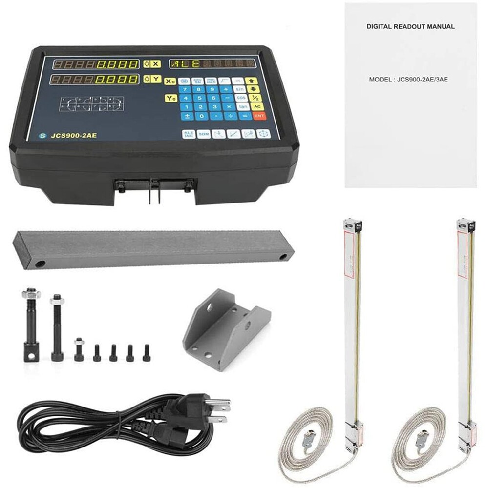 2 Axis Digital Readout+ Scale Kit For Milling Lathe Machine + Precision Linear