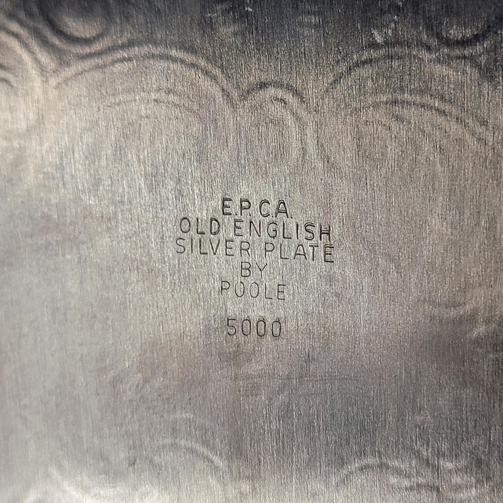 Vtg Poole Silverplate Old English #5000 Oval Footed Handled Serving Tray Large