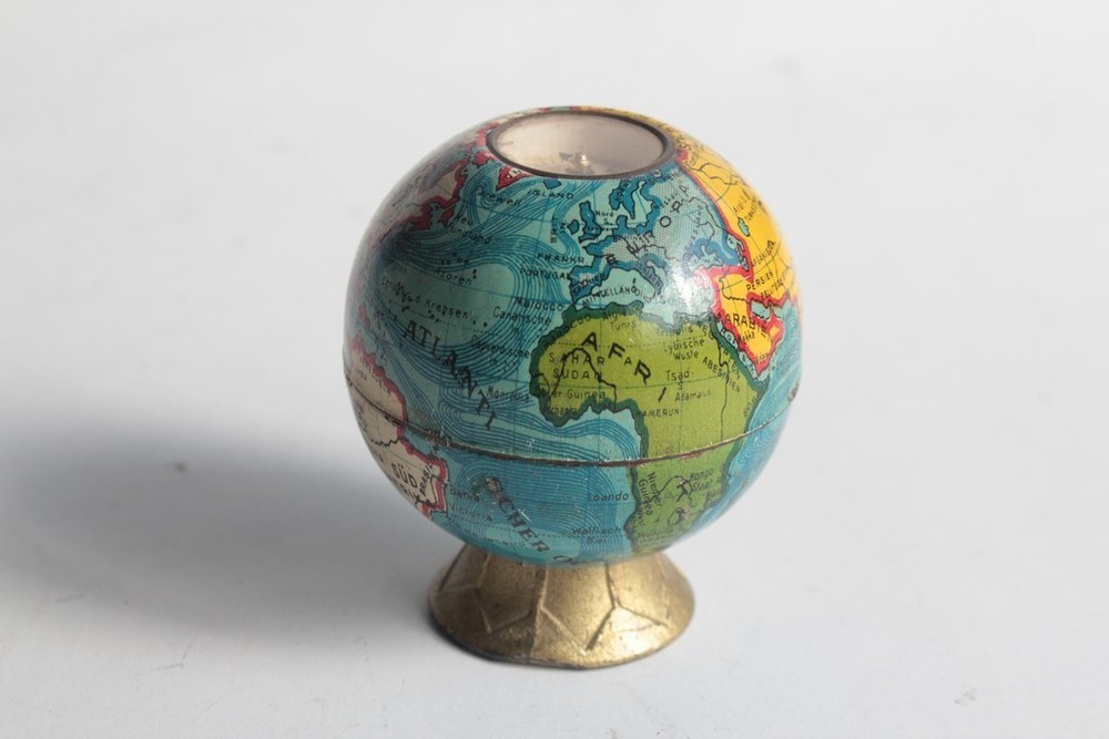 Antique Pencil Sharpener Compass Globe Germany (74360)