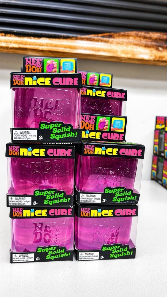 Nee Doh Nice Cube Super Solid Squish Pink Squeezable Toy for Ages 3+