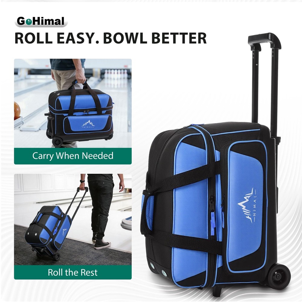GoHimal Double Roller 2 Ball Bowling Bag with Separate Shoe Compartment for B...