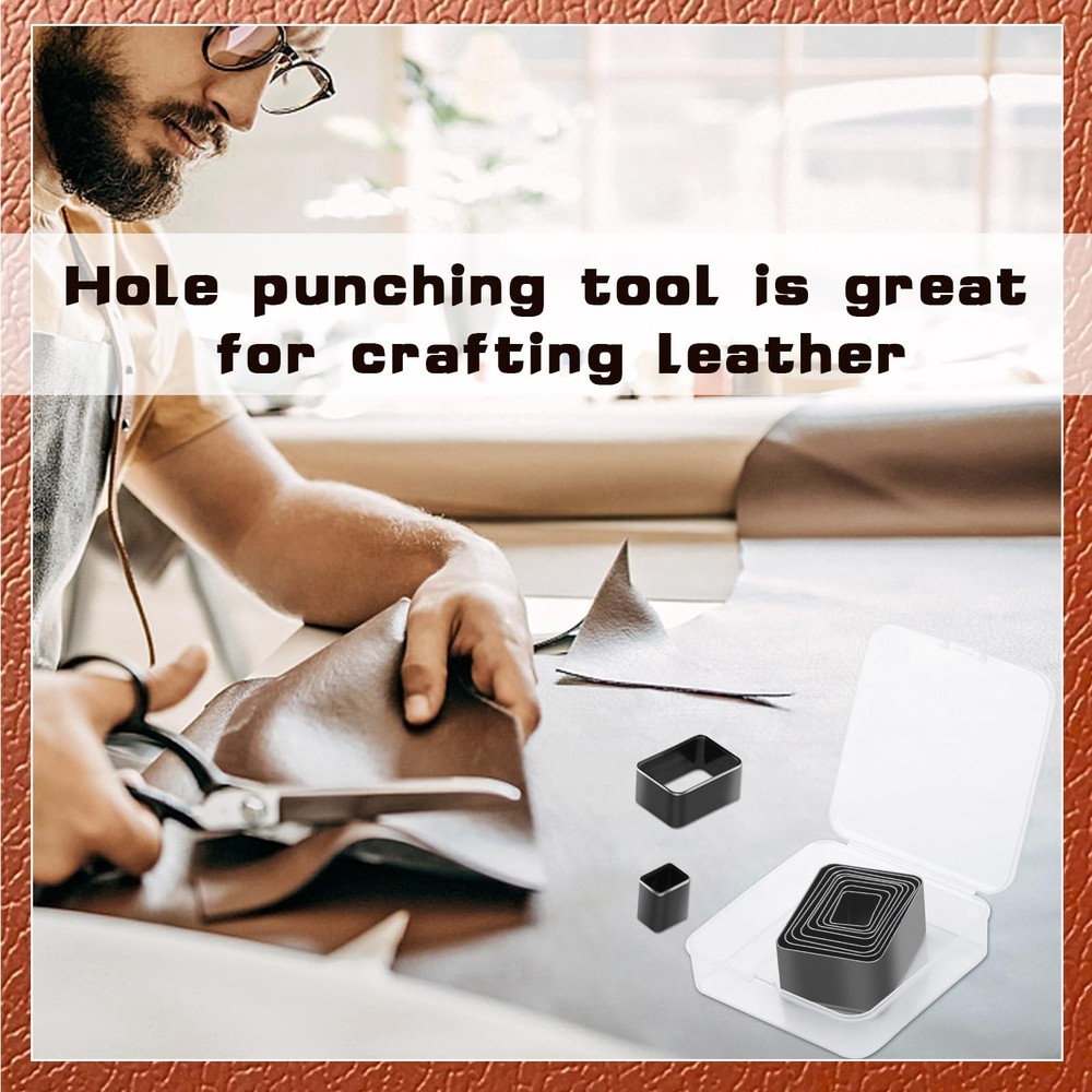 8 Pcs Leather Rectangle Shape Cutter Tool Set, Punching 8 Rectangle, 1