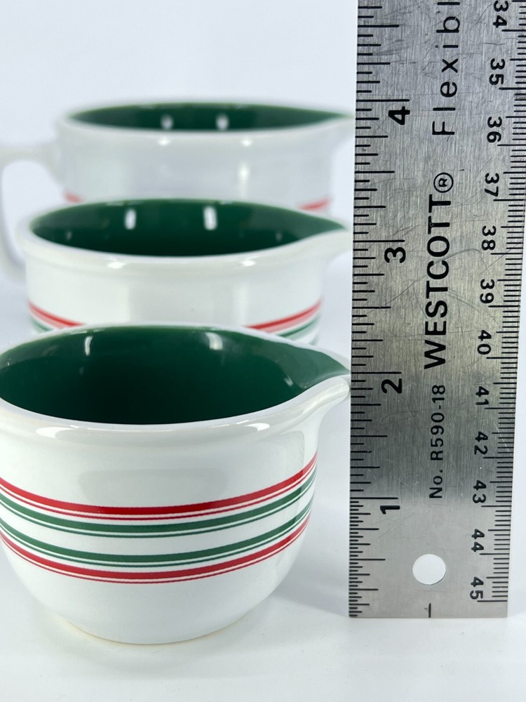 3pc Chantal Measuring Cups Nesting Bowls Stackable Striped 1 cup, .5 cup 1/4 cup