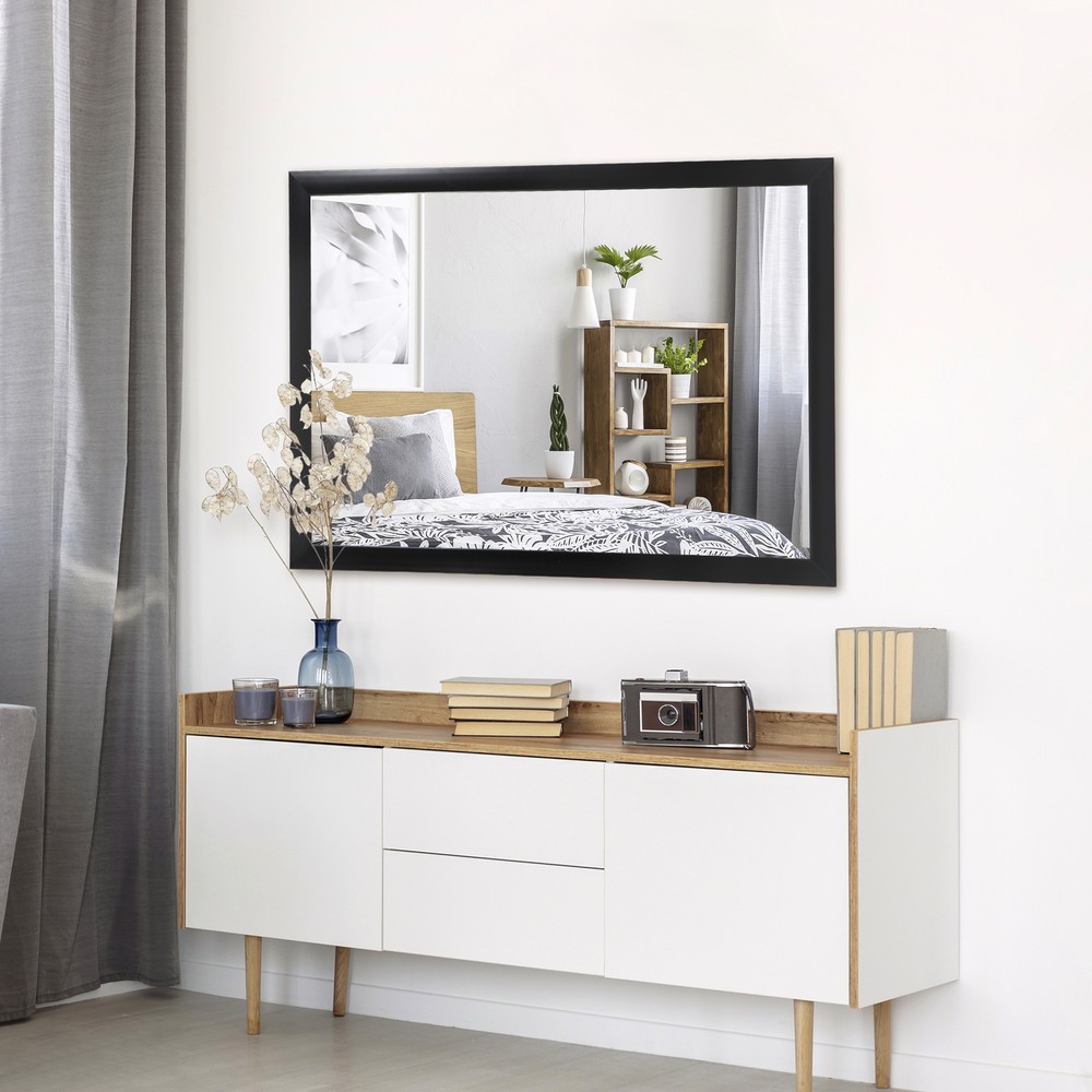 36" Rectangular Wall Mirror Makeup Mirror Bathroom Sturdy Metal Frame Home Decor