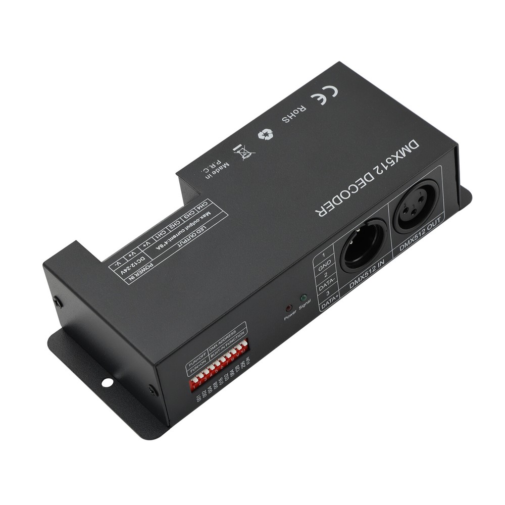 4 Channel DMX 512 Decoder RGBW PWM Dimmer Driver LED Strip Light Controller US