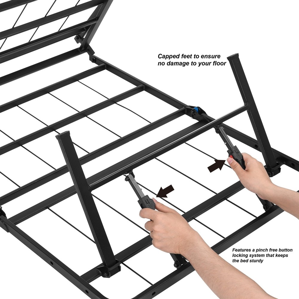 14" High Quad Fold Steel Platform Bed Frame Twin