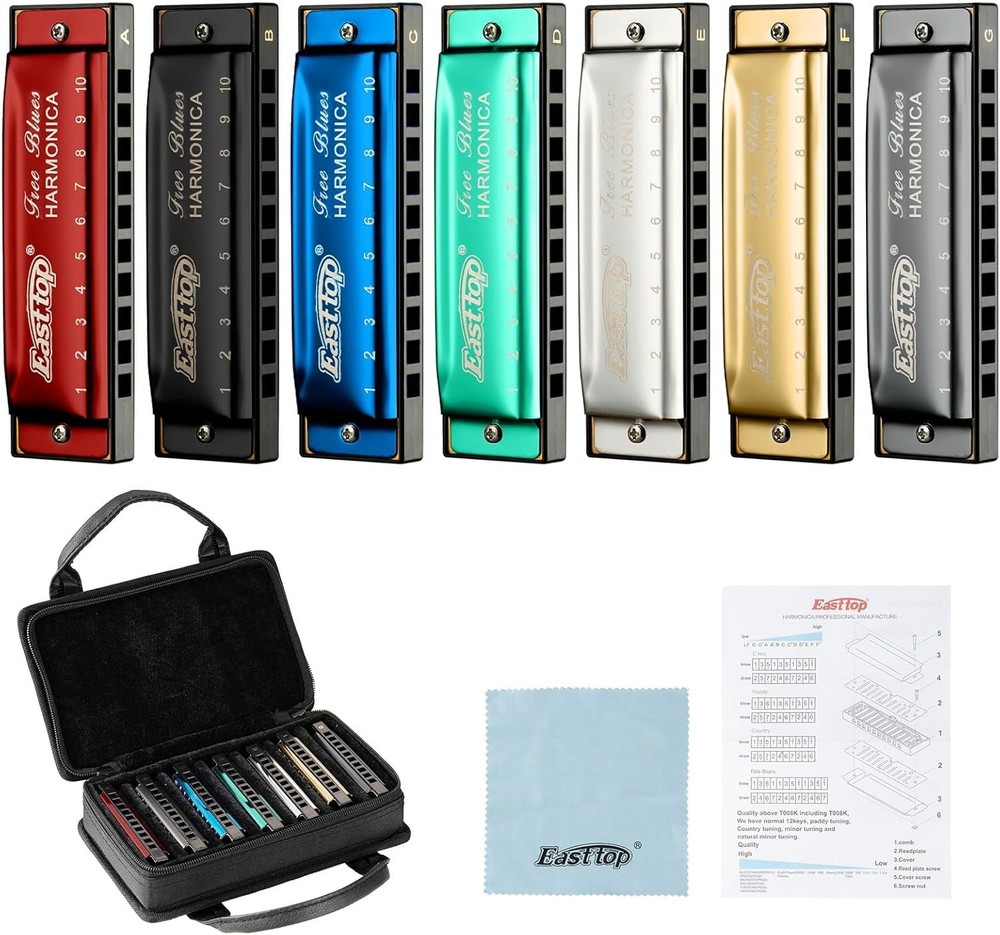 Professional Diatonic Harmonica Kit, 7 Keys
