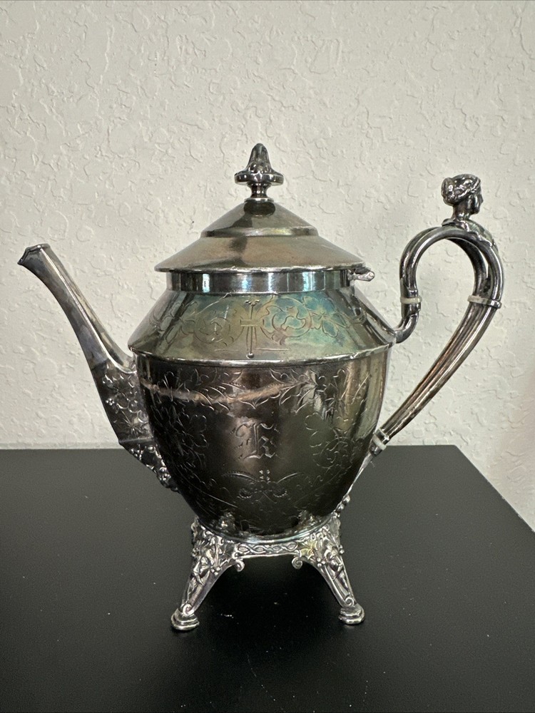 ROGERS SMITH CONNECTICUT 1887 SILVER-PLATE TEAPOT Server Antique Victorian