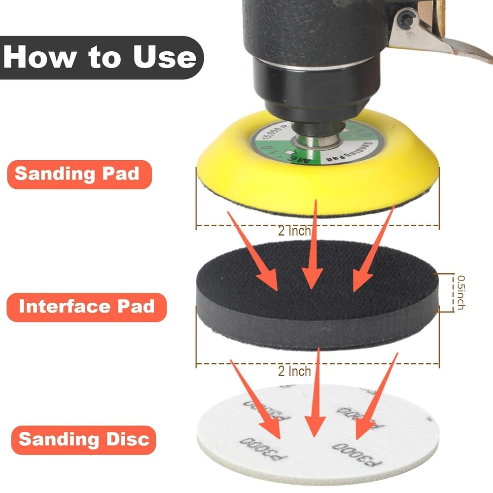 2 Inch Interface Pad: 9 Pack Hook & Loop Foam Sanding Discs Backing Pads Repl...