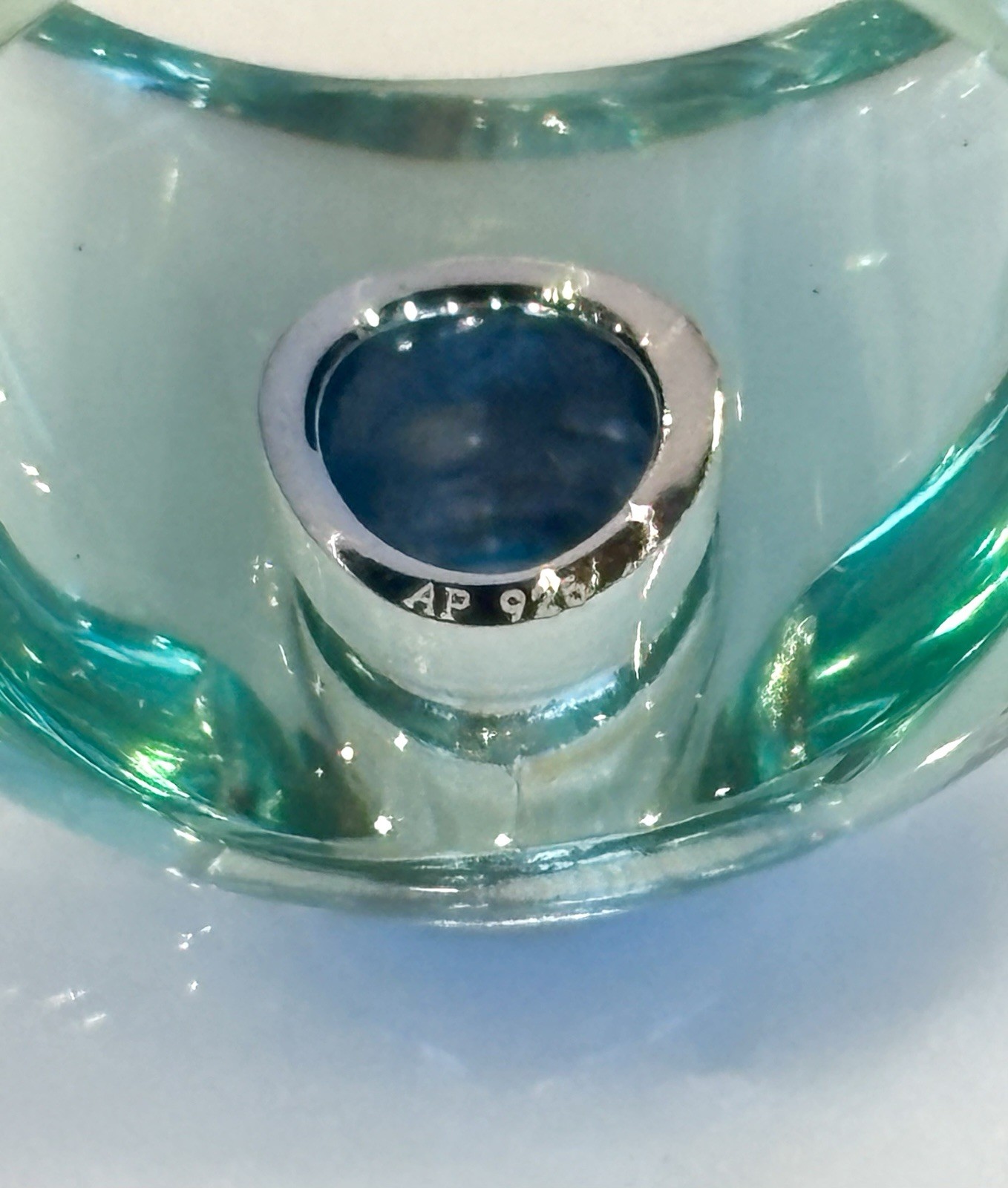 ANGELIQUE DE PARIS BON BON BLUE RING STERLING SILVER .925 BABY BLUE RESIN NEW 6