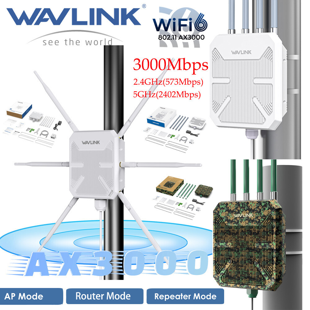WAVLINK AX3000 Extender Booster Outdoor WiFi6 Router AX1800 Long Range Repeater
