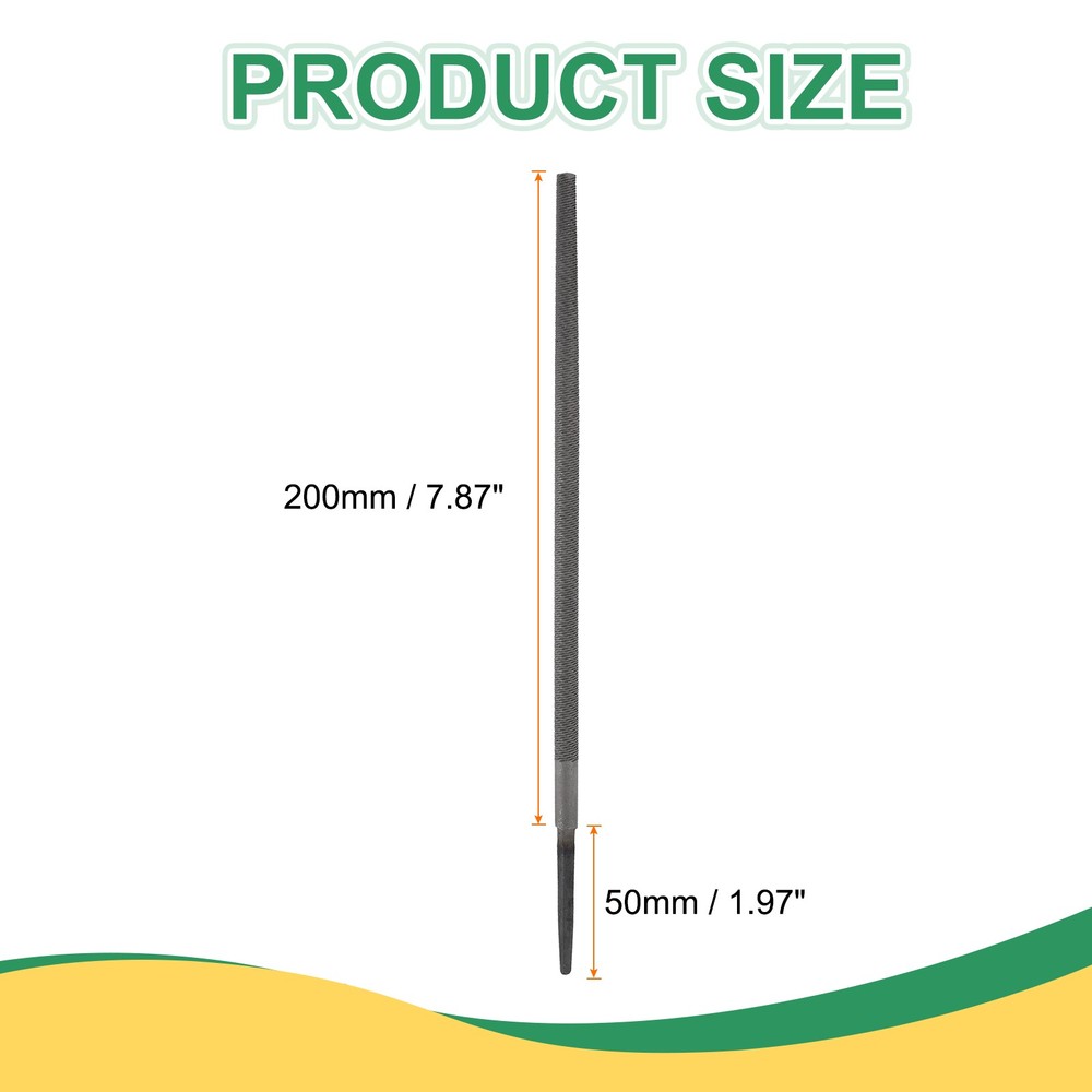 2 Pcs 8" Round Medium Cut File Medium Metal File without Handle, Grey