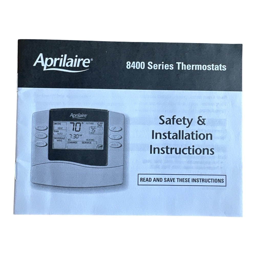 Aprilaire 8400 Programmable Electronic Thermostat INSTRUCTIONS ONLY Booklet