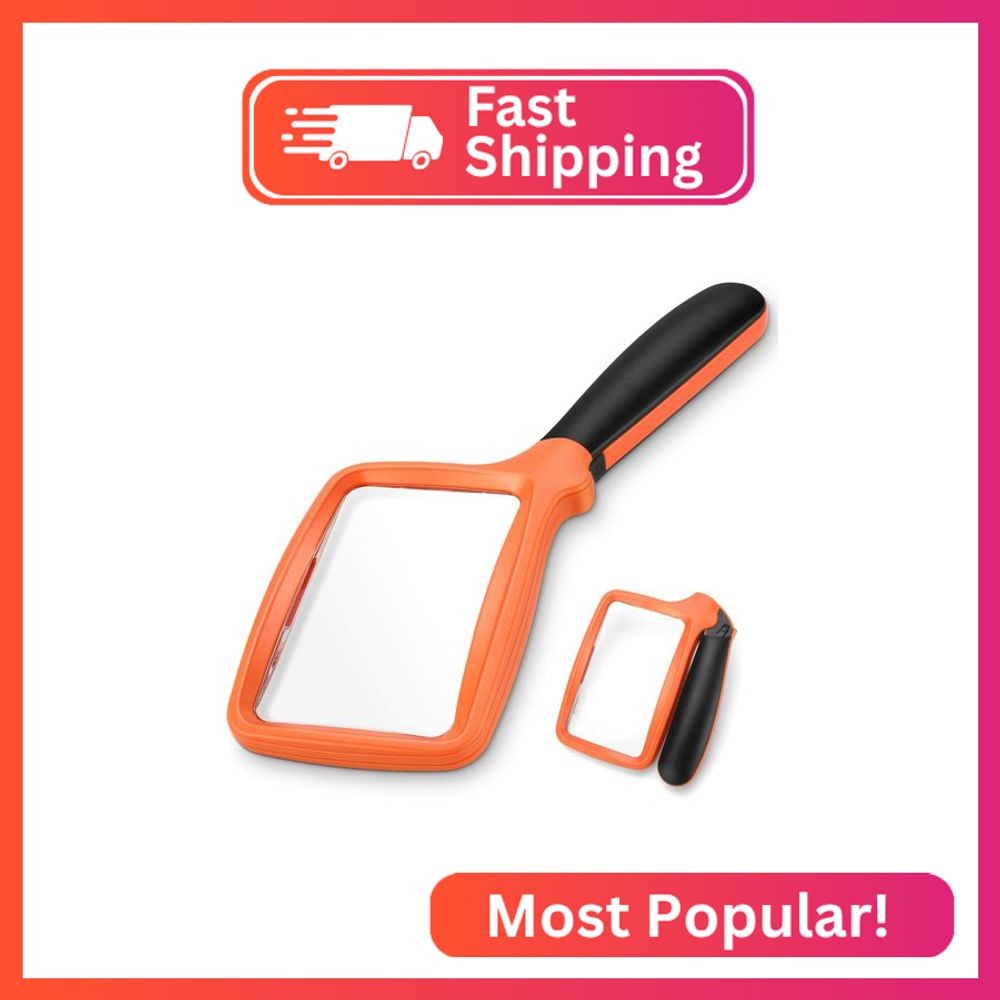 Folding Handheld Magnifying Glass with Light, 3X Large Rectangle Reading Magnifi