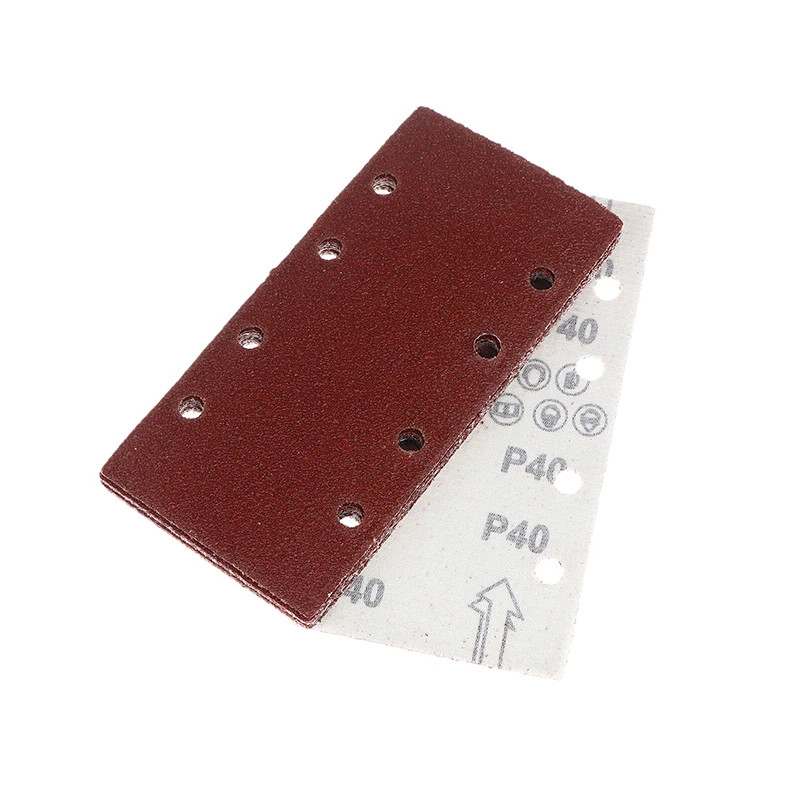 10pcs 8-Hole Rectangular Premium Flocked Sandpaper Sheets Self-Adhesive 185X93mm