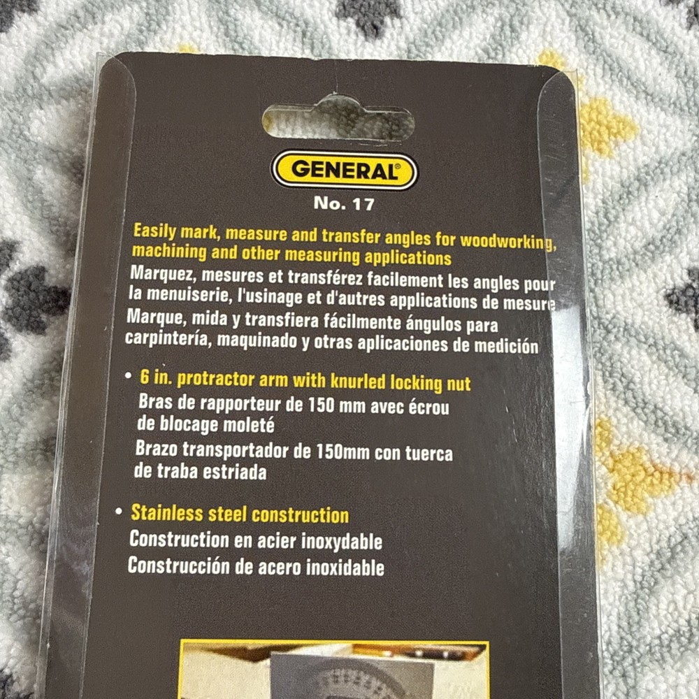 General Tools Angle Protractor #17 Stainless Steel NEW